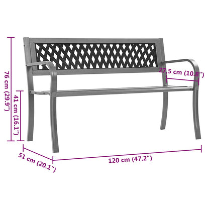 vidaXL Garden Bench Black 120 cm Steel - 30639