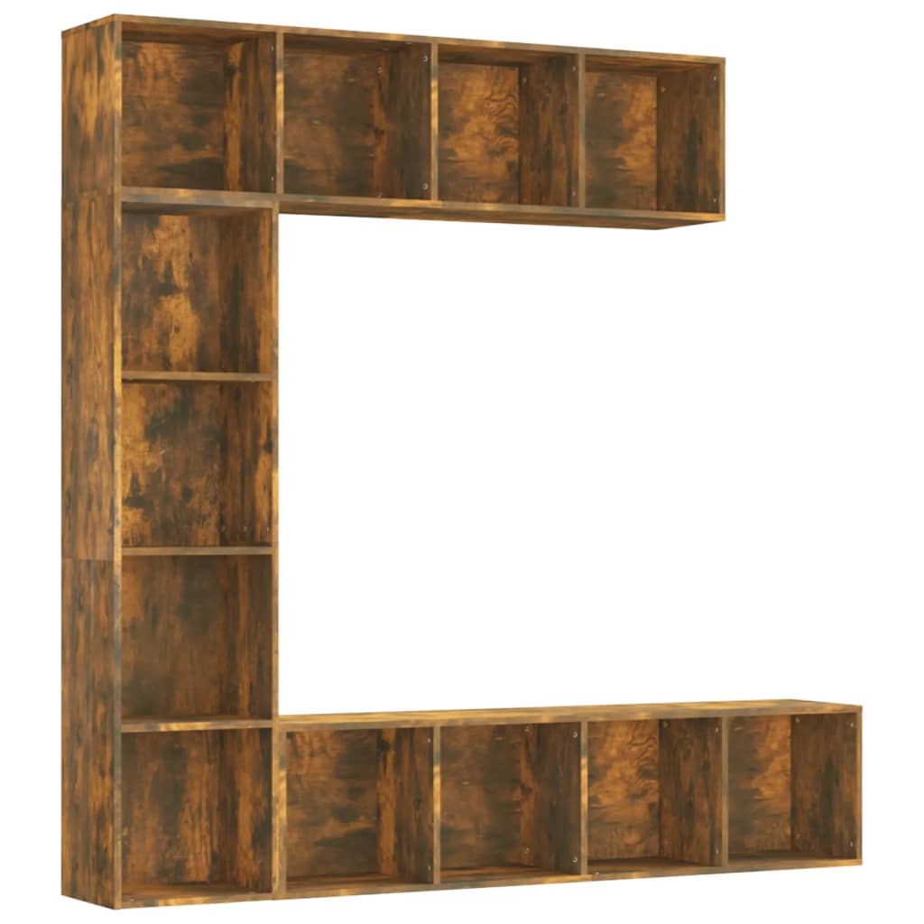vidaXL 3 Piece Book/TV Cabinet Set Smoked Oak 180x30x180 cm - Brown