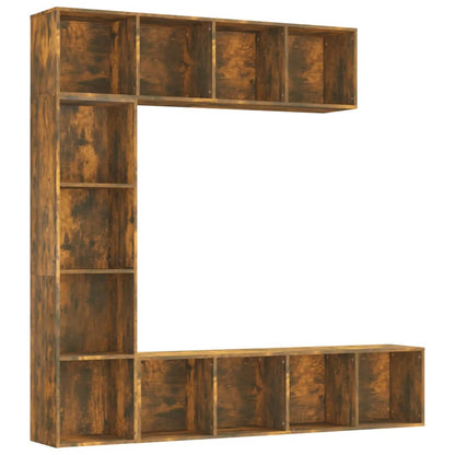 vidaXL 3 Piece Book/TV Cabinet Set Smoked Oak 180x30x180 cm - Brown