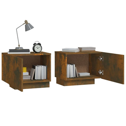 vidaXL Bedside Cabinet Smoked Oak 100x35x40 cm Engineered Wood - Brown