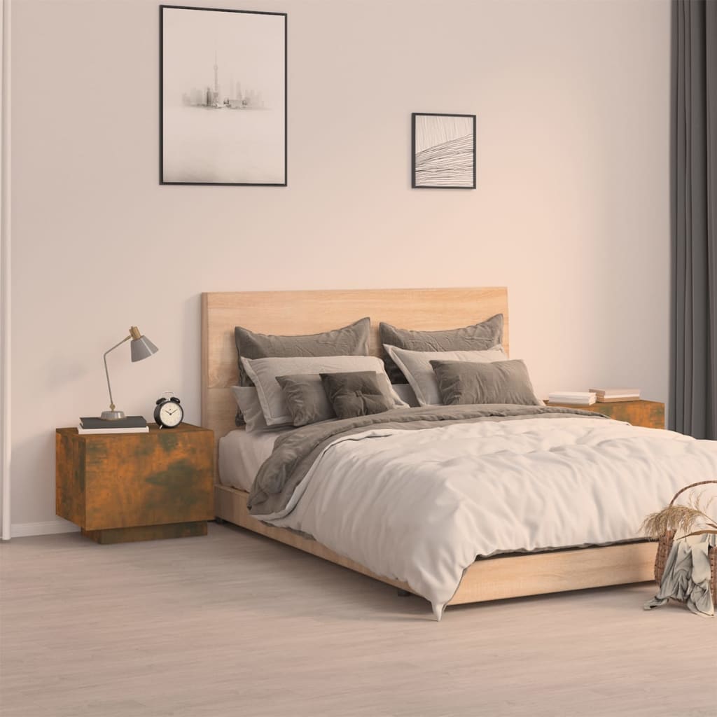 vidaXL Bedside Cabinet Smoked Oak 100x35x40 cm Engineered Wood - Brown