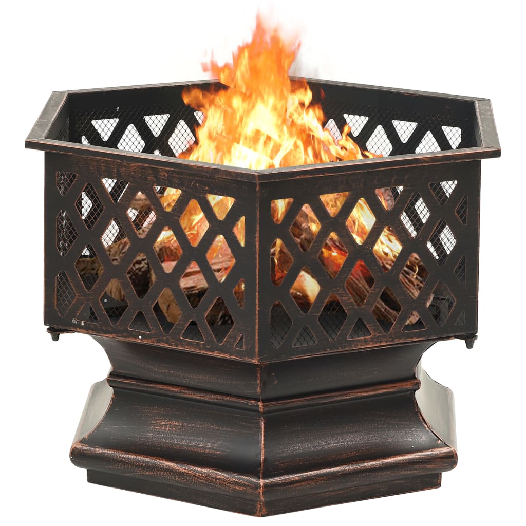 vidaXL Rustic Fire Pit with Poker 62x54x56 cm XXL Steel - Brown