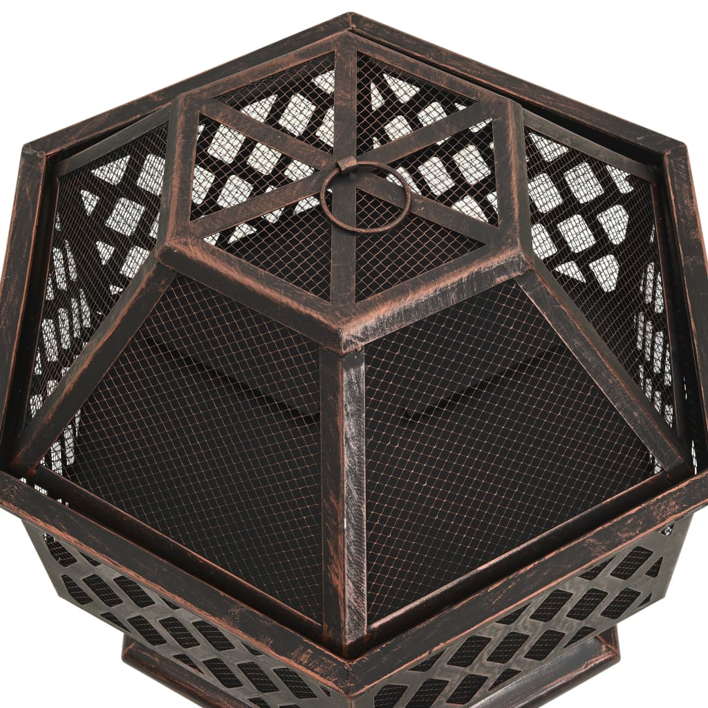 vidaXL Rustic Fire Pit with Poker 62x54x56 cm XXL Steel - Brown