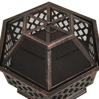 vidaXL Rustic Fire Pit with Poker 62x54x56 cm XXL Steel - Brown