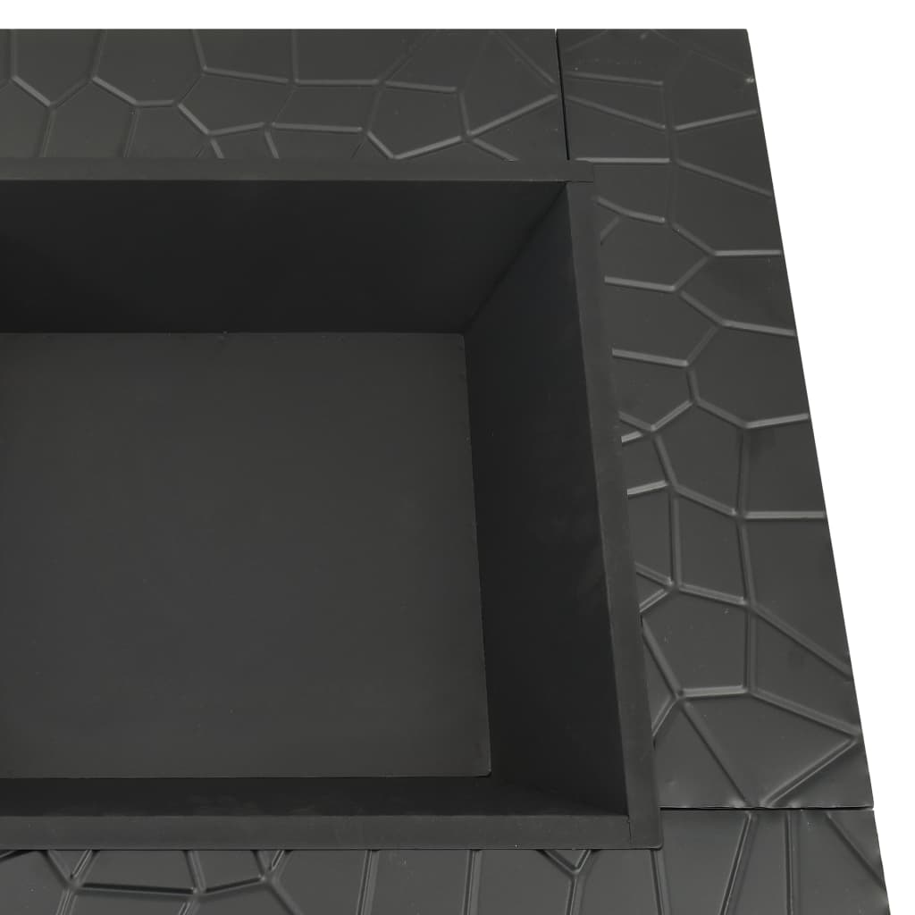 vidaXL Fire Pit with Poker 79x79x46.5 cm XXL Steel - Black - 10636