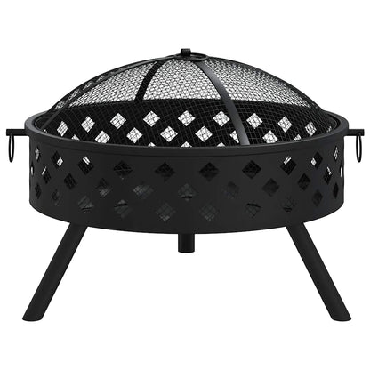 vidaXL Fire Pit with Poker 58 cm XXL Steel - Black