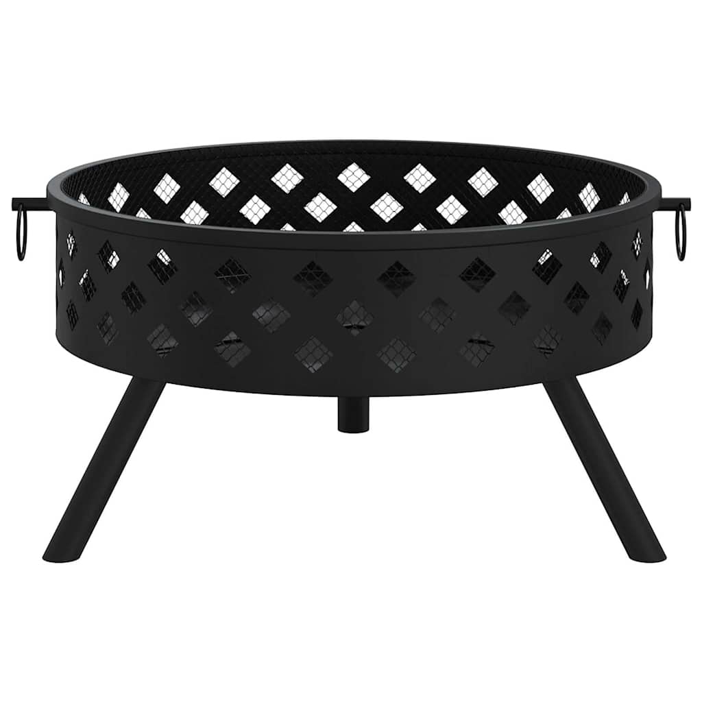 vidaXL Fire Pit with Poker 58 cm XXL Steel - Black