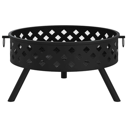 vidaXL Fire Pit with Poker 58 cm XXL Steel - Black