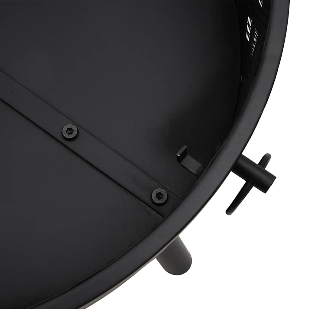 vidaXL Fire Pit with Poker 58 cm XXL Steel - Black