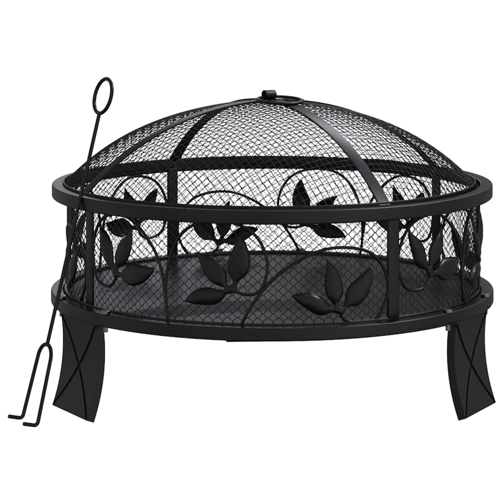 vidaXL Fire Pit with Poker 50 cm XXL Steel - Black