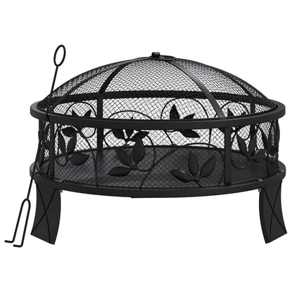 vidaXL Fire Pit with Poker 50 cm XXL Steel - Black