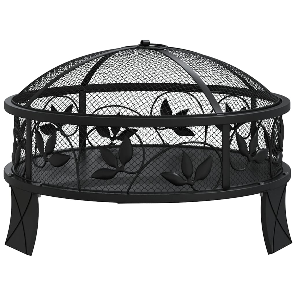 vidaXL Fire Pit with Poker 50 cm XXL Steel - Black
