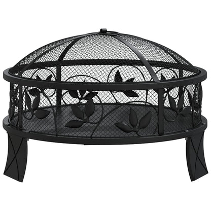 vidaXL Fire Pit with Poker 50 cm XXL Steel - Black