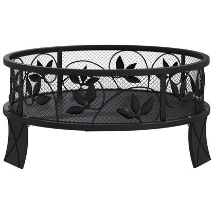 vidaXL Fire Pit with Poker 50 cm XXL Steel - Black