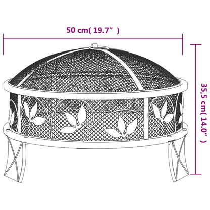 vidaXL Fire Pit with Poker 50 cm XXL Steel - Black