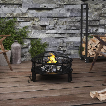 vidaXL Fire Pit with Poker 50 cm XXL Steel - Black