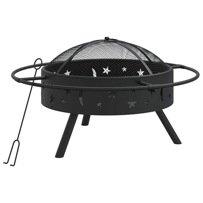 vidaXL Fire Pit with Poker 70 cm XXL Steel - Black
