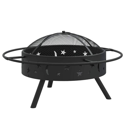 vidaXL Fire Pit with Poker 70 cm XXL Steel - Black