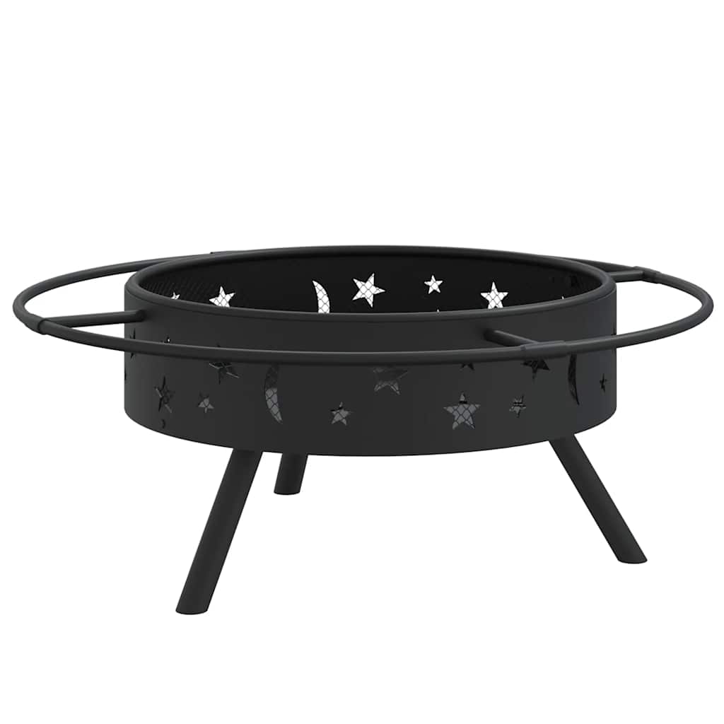 vidaXL Fire Pit with Poker 70 cm XXL Steel - Black