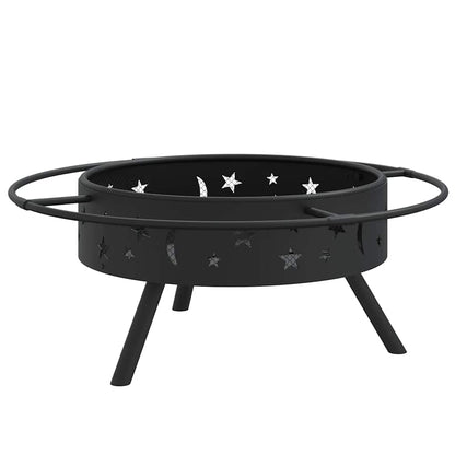 vidaXL Fire Pit with Poker 70 cm XXL Steel - Black