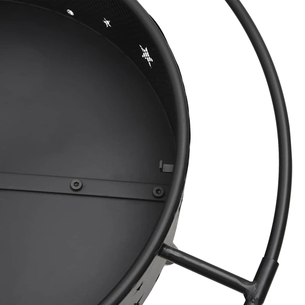 vidaXL Fire Pit with Poker 70 cm XXL Steel - Black
