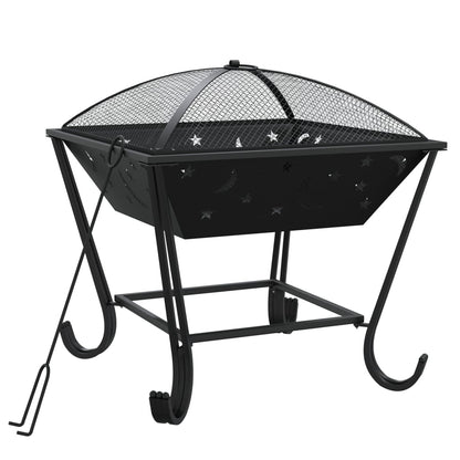 vidaXL Fire Pit with Poker 50 cm XXL Steel - Black - 10666