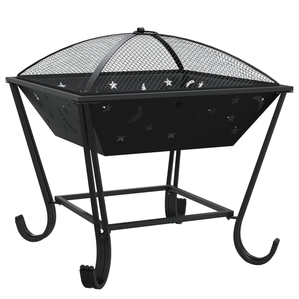 vidaXL Fire Pit with Poker 50 cm XXL Steel - Black - 10666