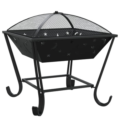 vidaXL Fire Pit with Poker 50 cm XXL Steel - Black - 10666