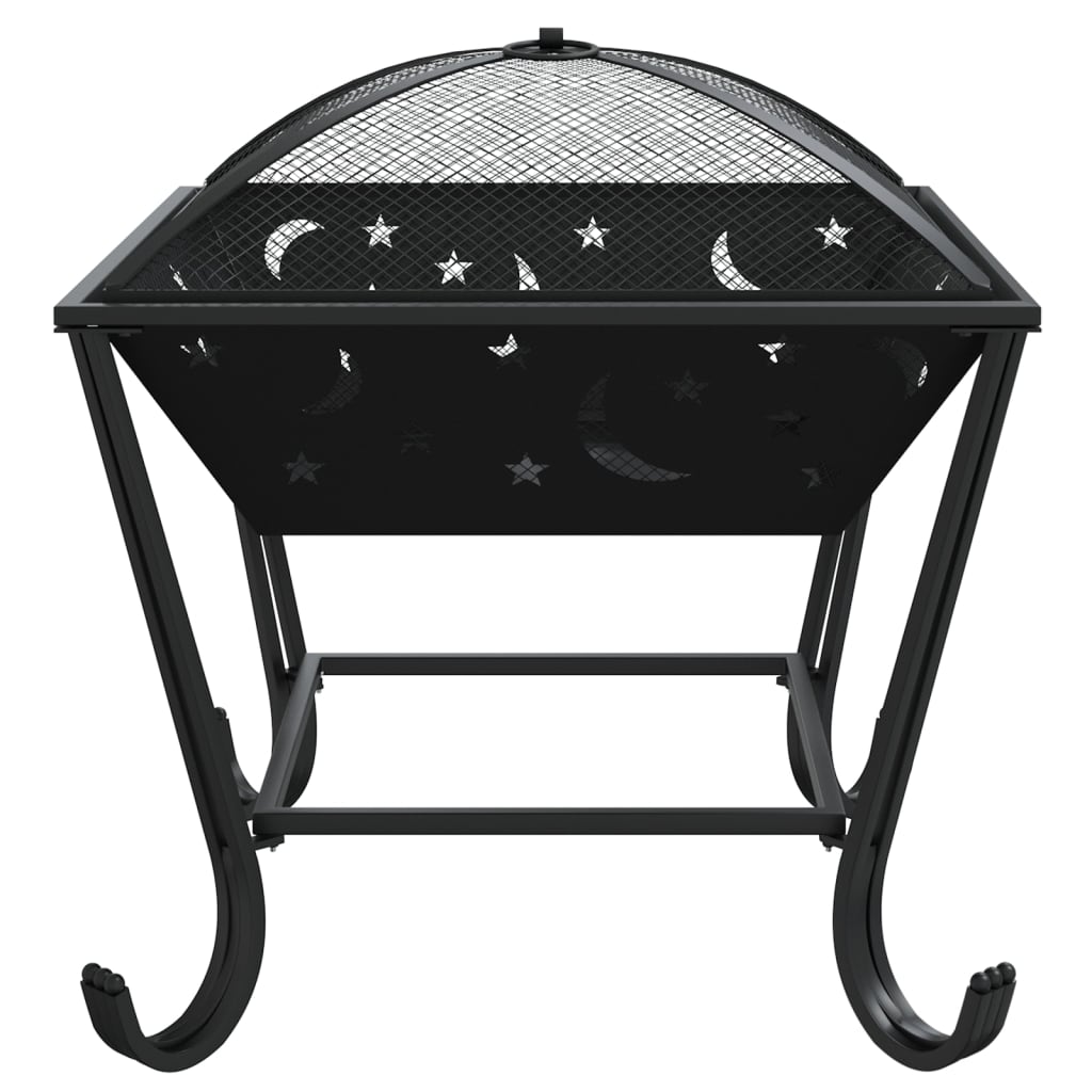 vidaXL Fire Pit with Poker 50 cm XXL Steel - Black - 10666