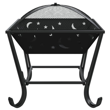 vidaXL Fire Pit with Poker 50 cm XXL Steel - Black - 10666