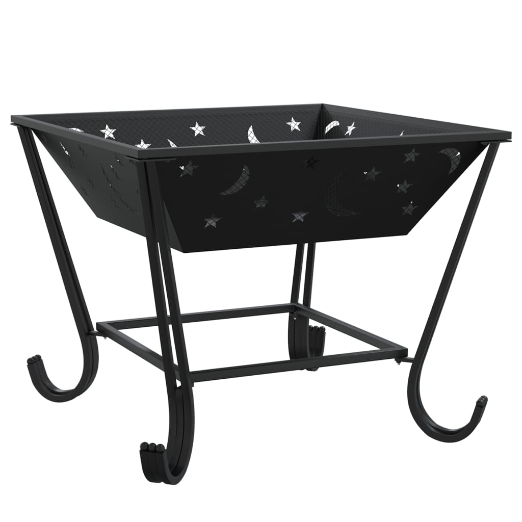 vidaXL Fire Pit with Poker 50 cm XXL Steel - Black - 10666