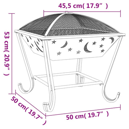 vidaXL Fire Pit with Poker 50 cm XXL Steel - Black - 10666