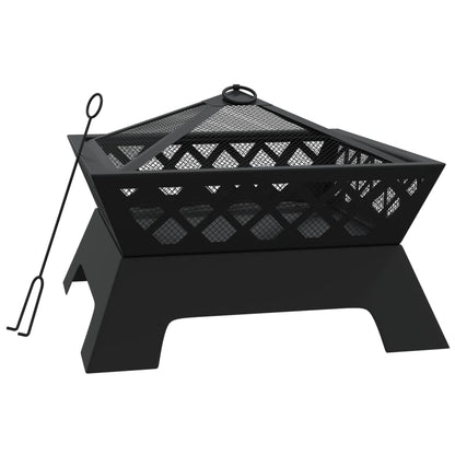 vidaXL Fire Pit with Poker 50 cm XXL Steel - Black - 10662