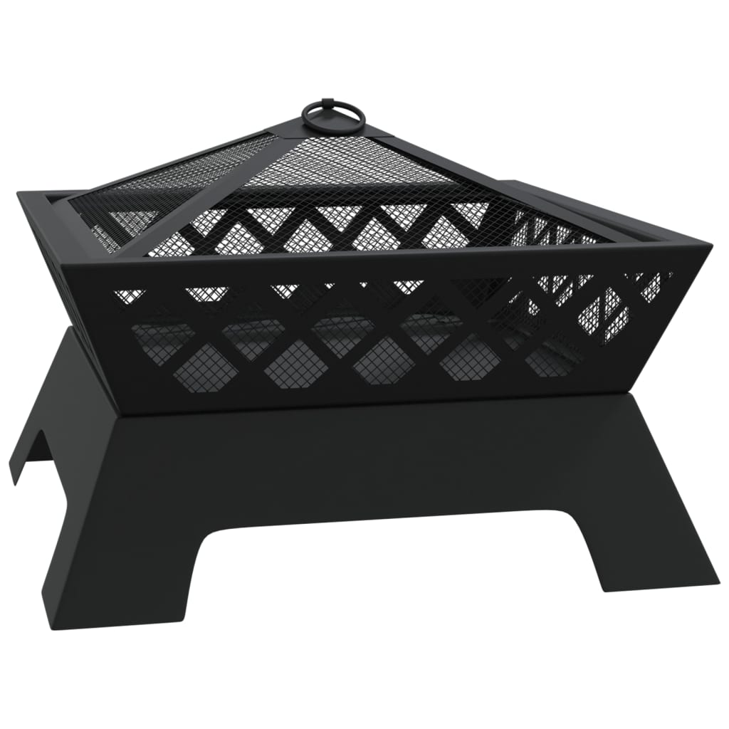 vidaXL Fire Pit with Poker 50 cm XXL Steel - Black - 10662