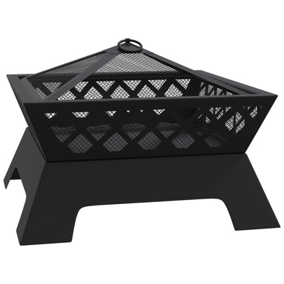 vidaXL Fire Pit with Poker 50 cm XXL Steel - Black - 10662