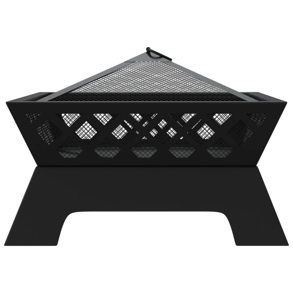 vidaXL Fire Pit with Poker 50 cm XXL Steel - Black - 10662