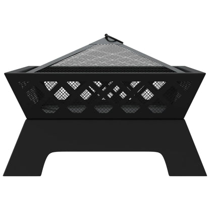 vidaXL Fire Pit with Poker 50 cm XXL Steel - Black - 10662