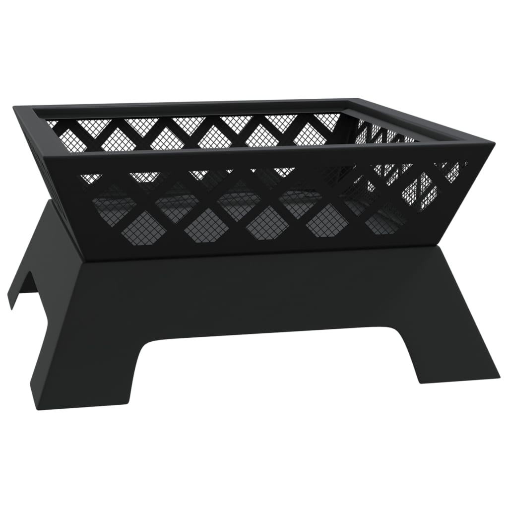 vidaXL Fire Pit with Poker 50 cm XXL Steel - Black - 10662