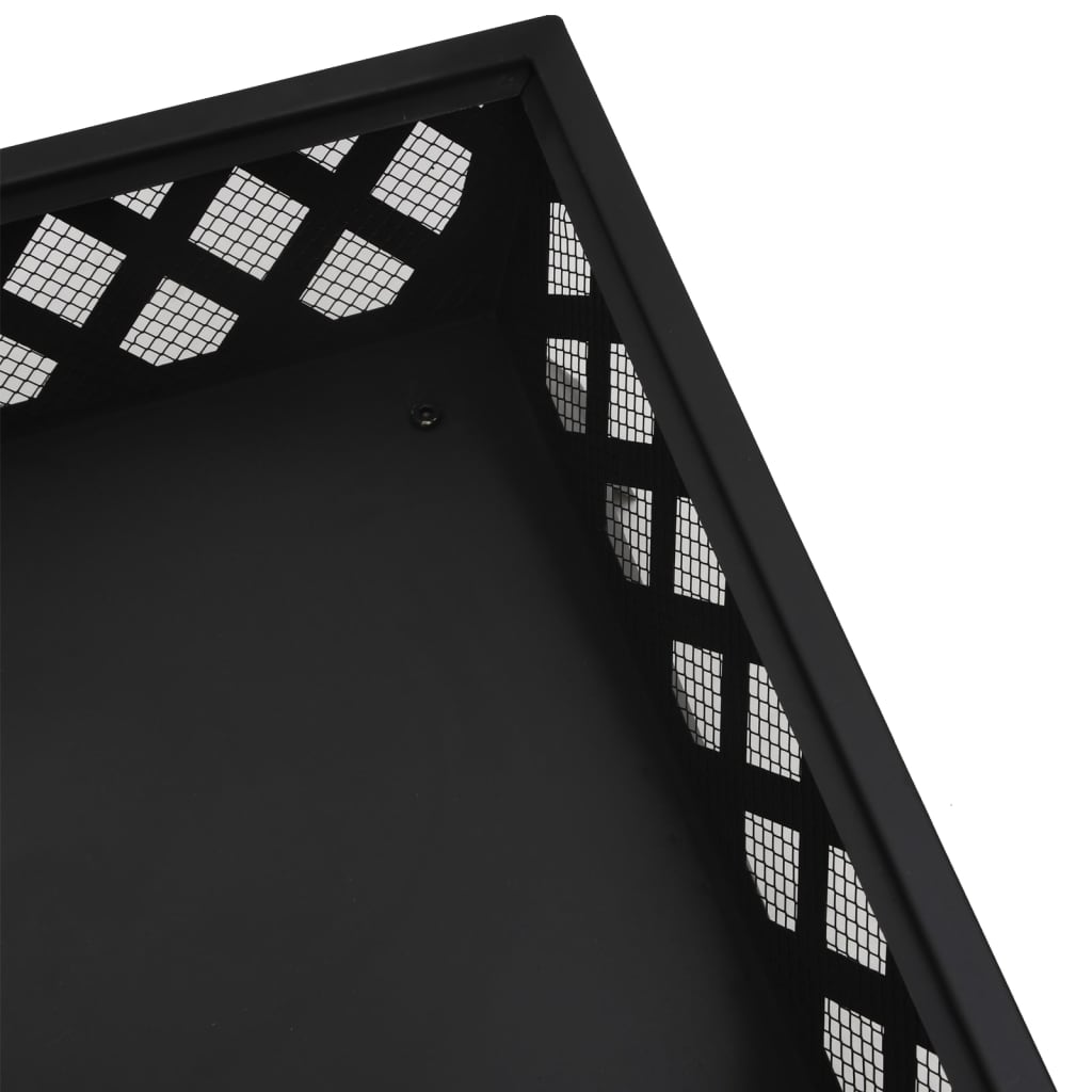 vidaXL Fire Pit with Poker 50 cm XXL Steel - Black - 10662