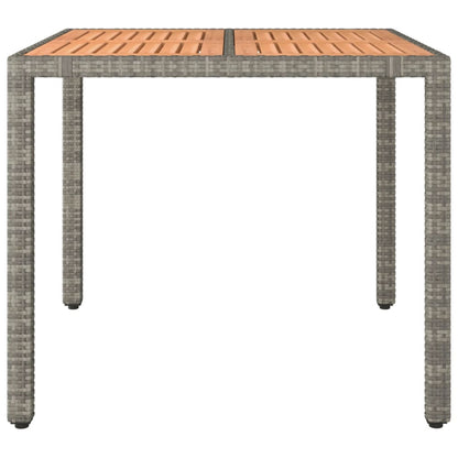 vidaXL Garden Table with Wooden Top Grey Poly Rattan&Solid Wood Acacia - 90 x 90 x 75 cm
