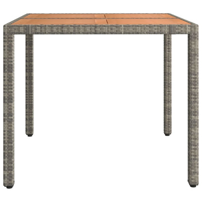 vidaXL Garden Table with Wooden Top Grey Poly Rattan&Solid Wood Acacia - 90 x 90 x 75 cm