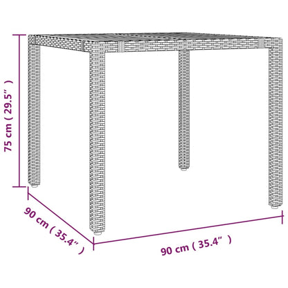 vidaXL Garden Table with Wooden Top Grey Poly Rattan&Solid Wood Acacia - 90 x 90 x 75 cm