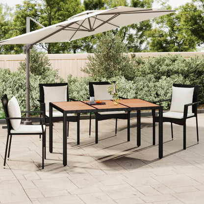vidaXL Garden Table with Wooden Top Black Poly Rattan&Solid Wood Acacia - 150 x 90 x 75 cm