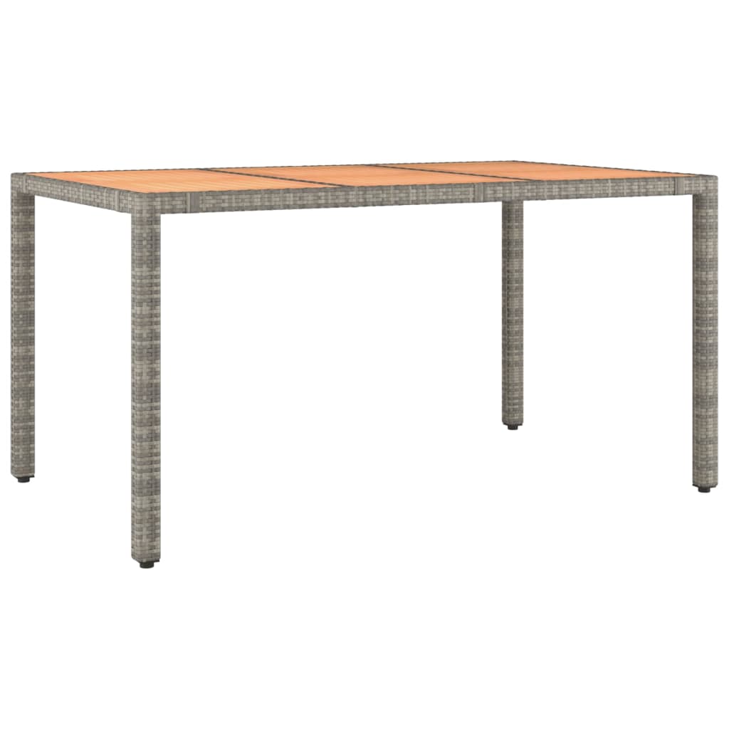 vidaXL Garden Table with Wooden Top Grey Poly Rattan&Solid Wood Acacia - 150 x 90 x 75 cm