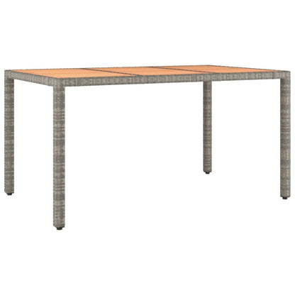 vidaXL Garden Table with Wooden Top Grey Poly Rattan&Solid Wood Acacia - 150 x 90 x 75 cm