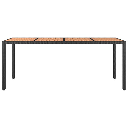 vidaXL Garden Table with Wooden Top Black Poly Rattan&Solid Wood Acacia - 190 x 90 x 75 cm