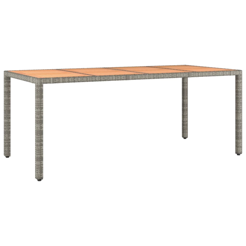 vidaXL Garden Table with Wooden Top Grey Poly Rattan&Solid Wood Acacia - 190 x 90 x 75 cm