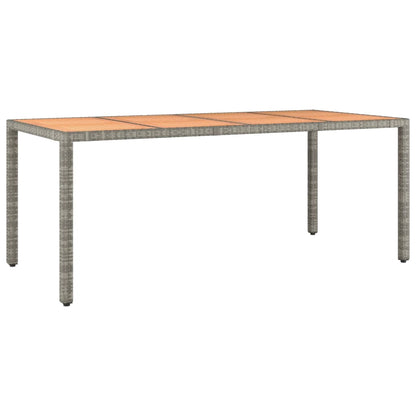 vidaXL Garden Table with Wooden Top Grey Poly Rattan&Solid Wood Acacia - 190 x 90 x 75 cm
