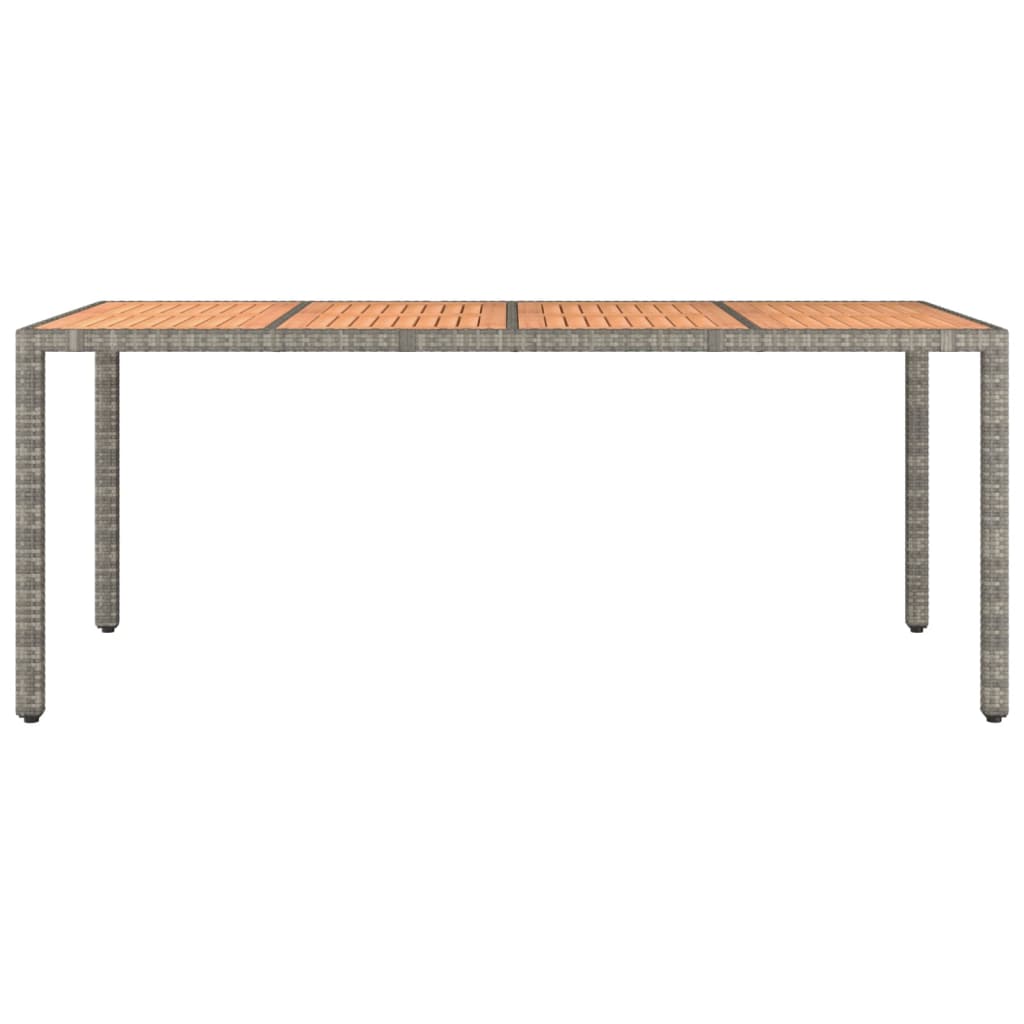 vidaXL Garden Table with Wooden Top Grey Poly Rattan&Solid Wood Acacia - 190 x 90 x 75 cm