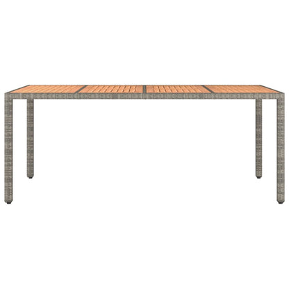 vidaXL Garden Table with Wooden Top Grey Poly Rattan&Solid Wood Acacia - 190 x 90 x 75 cm